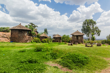 Fototapeta na wymiar Traditional round houses in Lalibela, Ethiopia