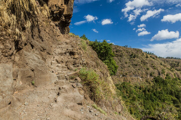 Steep path in the hills around Lalibela, Ethiopia
