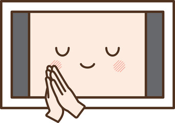 スリープする擬人化された白いタブレット