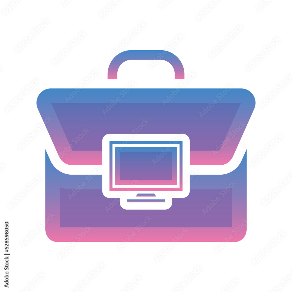 Poster monitor suitcase logo gradient design template icon element