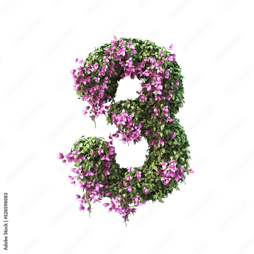 Poster 3d rendering of bougainvillea number set 2