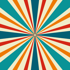 Vintage sun retro banner background. Colorful vintage sunburst. Vector illustration.