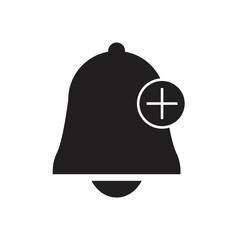 Bell with plus icon design. Add alarm vector sign isolated Plus notification bell sign. vector illustration