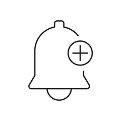 Bell with plus icon design. Add alarm vector sign isolated Plus notification bell sign. vector illustration