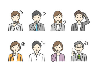 ビジネスパーソンのネガティブなポーズのアイコンセット