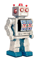 retro robot toy  transparent  - obrazy, fototapety, plakaty
