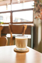 dirty coffee glass in coffee shop