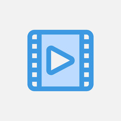 Video icon in blue style about user interface, use for website mobile app presentation