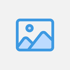 Photo gallery icon in blue style about user interface, use for website mobile app presentation