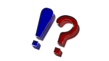 青いビックリマークと赤いハテナ斜め