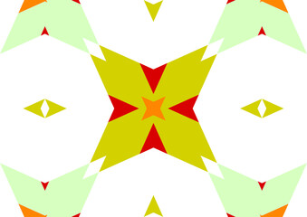 幾何学的な柄　黄緑　水色　赤　オレンジ　01