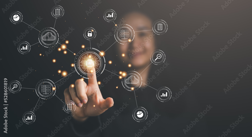 Aufkleber Digital transformation change management, internet of things (IoT), new technology bigdata and business process strategy, automate operation, customer service management, cloud computing..
