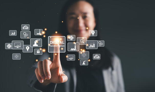 Digital transformation technology strategy, digitization and digitalization of business processes and data, optimize and automate operations, customer service management, internet and cloud computing.