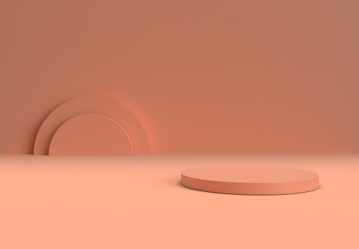 Orange Product Display Podium. 3d Render	