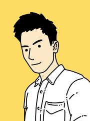 cute man cartoon on yellow background