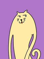 cute cat cartoon on purple background