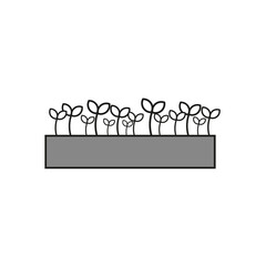Long flowerpot icon. Ecology concept. Gardening concept. Spring, summer garden. Vector illustration. Stock image. 