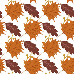 beautiful autumn pattern maple and oak leaves can be used for posters banners backgrounds