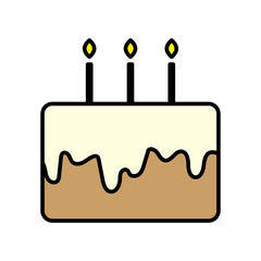 Cake candle icon. Party decoration. Happy birthday. Vector illustration. Stock image.