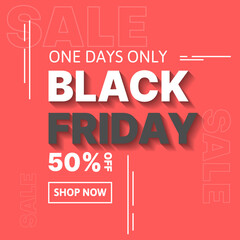 simple black friday banner design in red, white and black color