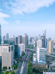 Obraz premium Drone view of people exercise on Sudirman road
