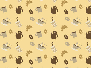 コーヒーモチーフのイラストの背景用パターン