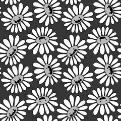 Cartoon flower Halloween seamless chamomile pattern for wrapping paper and kids clothes print and fabrics