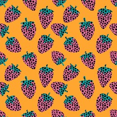 Cartoon berries seamless kawaii strawberry pattern for wrapping paper and kids clothes print and fabrics and textiles