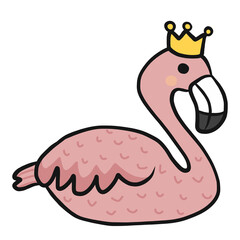 Flamingo wear king cartoon illustration	