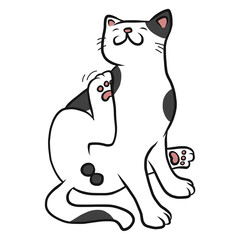 cute cow cat scratching cartoon