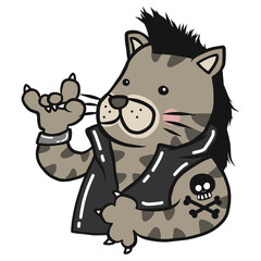 Rocker tabby cat cartoon illustration	
