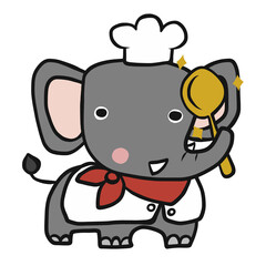 Elephant chef cartoon illustration	
