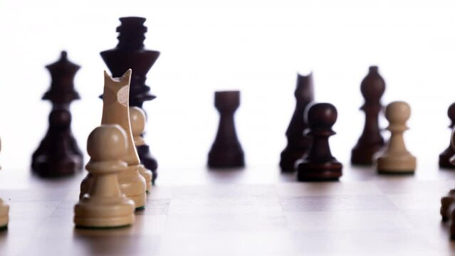 Close up of chess board spinning