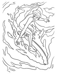 Surfer Coloring Page for Kids