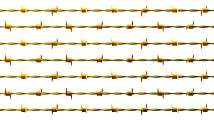 Gold barbwire on white background.
3D illustration.
