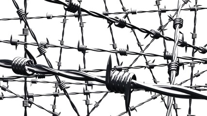 Barbwire on white background.
3D illustration.