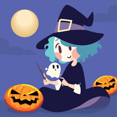 halloween night and witch