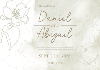 wedding invitation card with flowers