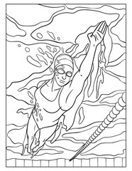 Swimming Coloring Page for Kids