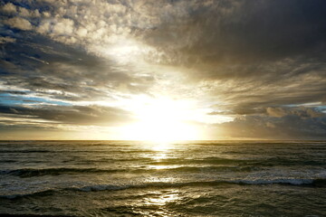 Sunset on the ocean in Kauai Hawaii