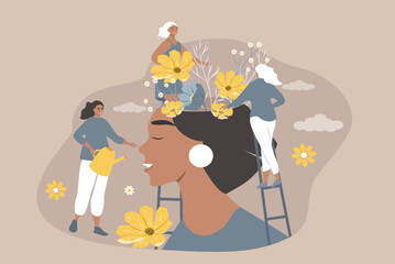 vector illustration in a flat style on the theme of mental health, psychotherapy.