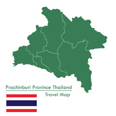 Fototapeta premium Green Map Prachinburi Province is one of the provinces of Thailand