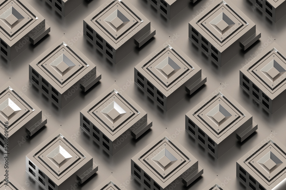 Poster architectural background. gray two-story buildings. minimalistic houses top view. texture from same 