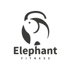 Elephant kettle bell logo illustration elephant trunk fitness vector combination, symbol, template, icon,