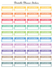 Appointment colored stickers printable planner sheet
