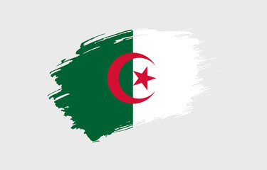 Creative hand drawn grunge brushed flag of Algeria with solid background