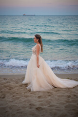 Fototapeta na wymiar bride in the beach