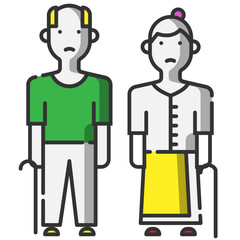 Couple linear color style icon, people and love concept 128x128 pixel perfect icon transparency background for website UI media, mobile application, poster design