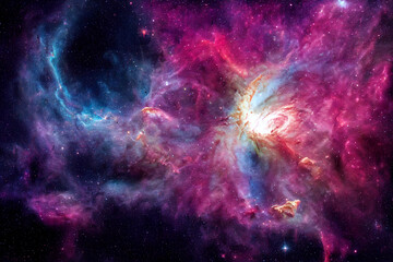 Fototapeta na wymiar colorful cosmic nebula with stars