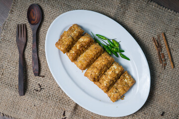 Fried tempeh, traditional Indonesian cuisine